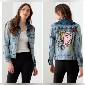 Litz L.A -Pop Art Print Acid Wash Denim Jacket